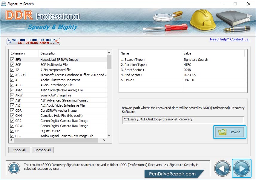 Data recovery software – professional Browse Destination Path