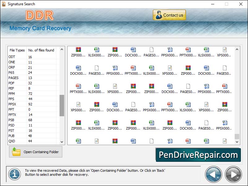 Screenshot of Memory Card Data Repair Software